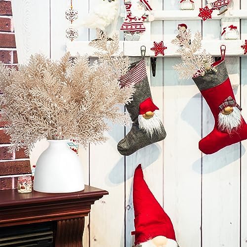 Cindeer 100 Pcs Christmas Tree Picks Sprays Glitter 10.2 in,Champagne Gold - Image 6