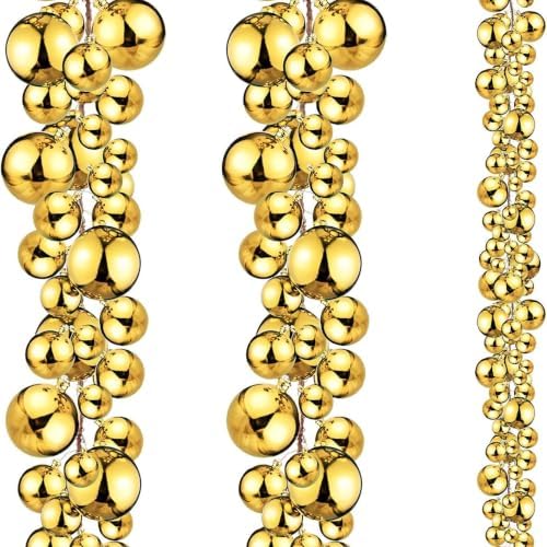 2 Pcs 15 ft Christmas Ball Ornament Garland, Gold by Yuxung