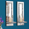 Mirrored Wall Candle Sconces Holder Set of 2, Wall Decor Living Room by Aeveco