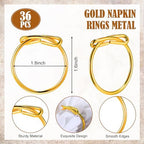 Sieral 36 Pcs Wedding Gold Napkin Rings Metal Cloth Holder Elegant Napkin Buckles for Bridal Shower Dining Table Decoration - Image 2
