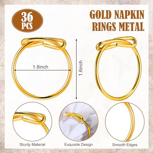 Sieral 36 Pcs Wedding Gold Napkin Rings Metal Cloth Holder Elegant Napkin Buckles for Bridal Shower Dining Table Decoration - Image 2