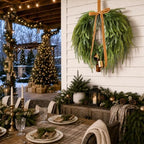 24" Christmas Wreaths Front Door Norfolk Pine Wreath with Bow Bells - Image 6