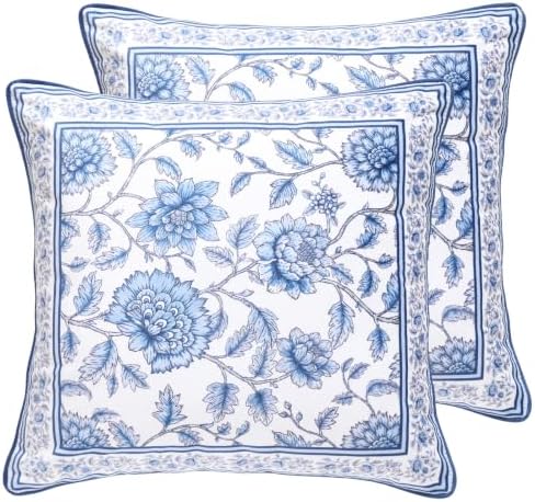 ISAENNE Designer Velvet Throw Pillow Cover,Set of 2,18"x18"-BlueWilow by Isaennehomedecoration