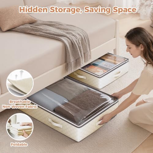 Budding Joy 6 Pack 95L Under Bed Storage Containers Beige - Image 6