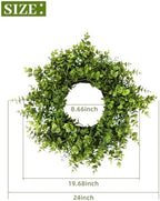 24in Boxwood Wreath for Front Door, Green Wreaths,Greenery Summer Wreath for All Season,Farmhouse, Outdoor, Porch, Garden, Wedding Decor - Image 2