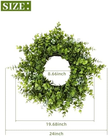 24in Boxwood Wreath for Front Door, Green Wreaths,Greenery Summer Wreath for All Season,Farmhouse, Outdoor, Porch, Garden, Wedding Decor - Image 2