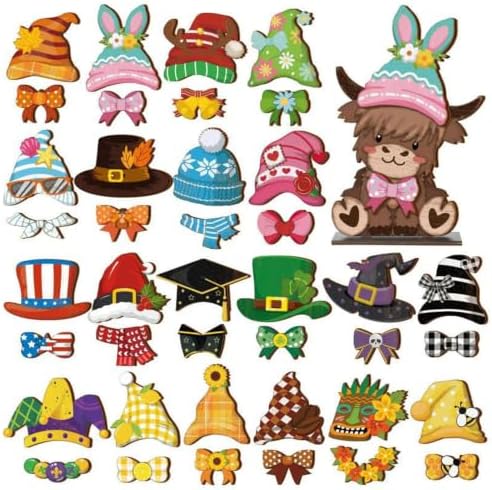 Magnetic Wooden Animal Figurine Interchangeable Holiday Decor (E) by Unknown