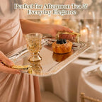 3 Pcs Silver Serving Trays with Handles - Image 4