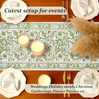 CPC Agate Green Block Print Cotton Table Runner 16x90 Inch Long Runner - Image 3