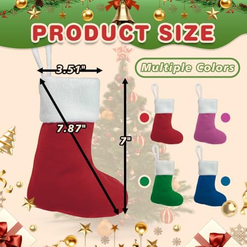 12Pack Mini Christmas Stockings 7" Traditional Xmas Stocking for Family Holiday Party Decor and Xmas Tree Fireplace Merry Christmas Ornament Gifts(Multi-Mini) - Image 2