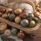 Yunlly 12 Pcs Neutral Christmas Ornament, Brown Copper Sage Green, 4'' - Image 4