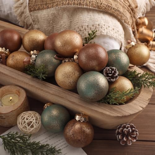 Yunlly 12 Pcs Neutral Christmas Ornament, Brown Copper Sage Green, 4'' - Image 4