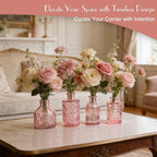 Petal Petite Small Pink Glass Bud Vase Set of 24 for Wedding Centerpieces - Image 5