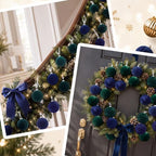 24 Pcs Velvet Christmas Ornament Vintage Ball Bulk, Blue Green - Image 6