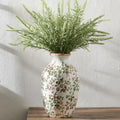 9.84 Inch Vintage Green and Beige Chinoiserie Floral Vase, Antique Rustic Ceramic Vase for Home Decor, Living Room, Bookshelf, Office, Entryway, Garden, Chinoiserie Decor, Tuscan Decor by PORCER