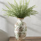 9.84 Inch Vintage Green and Beige Chinoiserie Floral Vase, Antique Rustic Ceramic Vase for Home Decor, Living Room, Bookshelf, Office, Entryway, Garden, Chinoiserie Decor, Tuscan Decor by PORCER