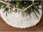 36 inch Christmas Tree Skirt: Chunky Knit Tree Skirt for 6ft Tree, Crochet Cream White Small Tree Skirt, Vintage Tree Skirts, Rustic Farmhouse Christmas Decorations - Image 3