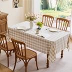 Gingham Tablecloth Rectangle, 60" x 120", Beige - Image 3