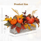 DILATATA Fall Decor Autumn Harvest Pumpkins Centerpiece - Artificial Maple Leaves, Berries and Pinecones Arrangement in Rectangle Wooden Box for Thanksgiving Party Mantel Fall Decor - Image 2