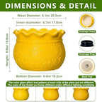 Indoor Planter 8 Inch, Ceramic Flower Pots for Herb Plants, Yellow - Image 2