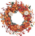 20 Inch Burlap Pumpkin Eucalyptus Fall Wreath for Front Door by Unknown