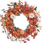 20 Inch Burlap Pumpkin Eucalyptus Fall Wreath for Front Door by Unknown