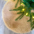 60 Inch Christmas Tree Skirt - Fluffy Faux Fur Camel Tree Skirt, Toka Colored Plush Xmas Holiday Decor for Parties, Small Round Tree Skirt by Amidaky