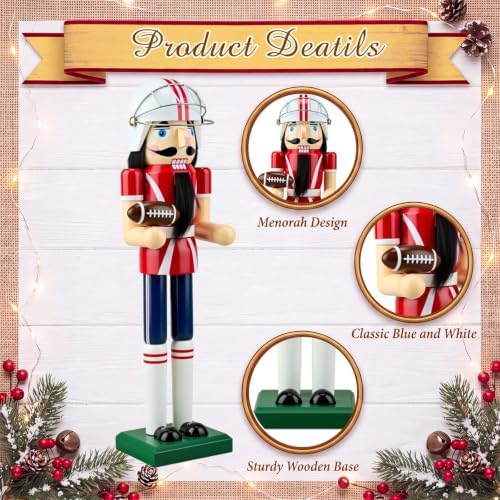 Blosssound 15" Christmas Football Nutcracker Wooden Sports Decor,Football B - Image 2