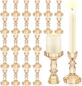 Sieral 24 Pcs Amber Taper Candle Holders 4'' Tall Candlestick Glass Holders Bulk Stripe Decorative Stand Wedding Stick Holder for Anniversary Party Dining Table Festival Decor by Sieral