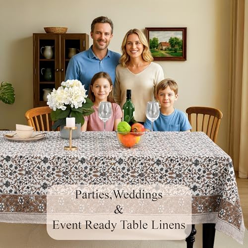 CPC Autumn Vine Tablecloth 100% Cotton 70x108 Inch Indian Block Print Rectangle Table Cover, Table Cloth for Gifting in Weddings, Halloween, Fall, Christmas, Thanksgiving - Image 3