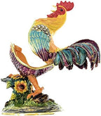 Enameled Country Rooster Trinket Box, Accented with Austrian Crystals, 3.5 Inches Tall - Image 6