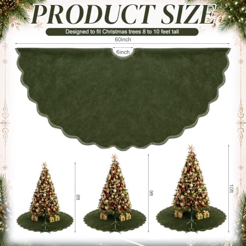 RoundFunny Green Christmas Tree Skirt Velvet Tree Skirts, 60 Inch - Image 3