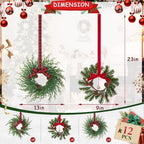 Ogrmar 12 Pack Mini Christmas Wreaths Small Holiday Cabinet Wreath Decor - Image 4