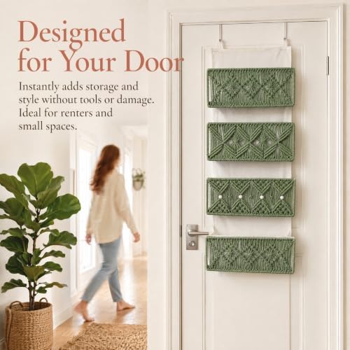Boho Macrame Over Door Organizer (Blush) - Image 5