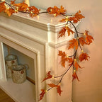 Fudios Lighted Maple Leaf Garland with Timer 24 Warm White LED 6FT for Fall Thanksgiving Decor, Artificial Garland with Lights Battery Operated Harvest Christmas Decoration Indoor Outdoor by Fudios