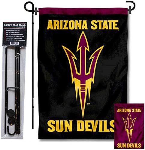 Arizona State Sun Devils Black Garden Flag with Pole Stand Holder by CollegeFlagsandBannersCompany