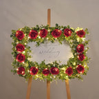 Dolicer 2Pcs 13Ft Artificial Eucalyptus Garlands with Flowers - 8 Roses, Faux Floral Greenery Garlands with 13Ft String Lights Fake Flowers Vines for Wedding Table Centerpieces Arch Party Decor (Red) - Image 5