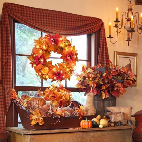 20 Inch Fall Wreaths for Front Door, Fall Decorations for Home - Image 7
