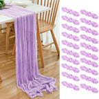 20 Pack Lavender Cheesecloth Table Runner 17x108 Inch Boho Wrinkled Sheer Gauze Cheese Cloth Table Runner Bulk Decor for Wedding, Bridal Shower, Birthday Party by Dspoot