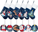 LUBOT Christmas Stocking Family Decorations Dark Night Starry Pattern Xmas Plush Gift Ornaments Embroidery Christmas Stockings for Kids Dogs Holiday Christmas Party Decor 5 Pack - Image 3