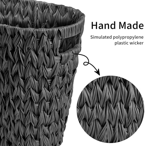 GRANNY SAYS Wicker Trash Can, Wicker Waste Basket for Bathroom, Black - Image 4