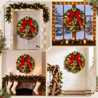 Knitgrip Red Velvet Ribbon Pre-Lit Christmas Wreaths for Front Door - Image 5