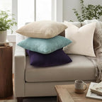 Mecatny Corduroy Decorative Throw Pillow Covers 22x22 Set of 2 Aqua - Image 2