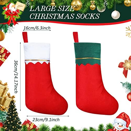 Zubebe 60 Pcs Felt Christmas Stockings Bulk, 15'',Green Trim, White Trim - Image 2