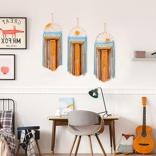 Artilady 3 Pack Macrame Wall Hanging Tapestry, Boho Sun Art Dream Catcher - Image 7