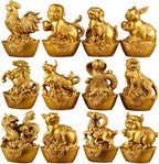 Brass Monkey Statues Chinese Feng Shui Zodiac Statue Small Lucky Figurine Animal Sculpture Ornament for Home Office Decor (Monkey) - Image 4