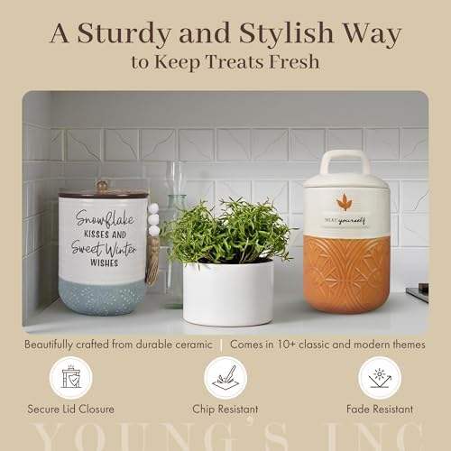 Young's Inc. Ceramic Cookie Jar - Cute Kitchen Counter Storage Canister with Lid - Perfect for Cookies, Coffee, Tea, Candy, Dog Treats, and More - Cookies Finest - Black, White - Image 2