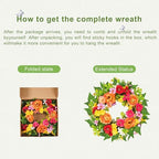 zjlmit 20 Inch Spring Wreath for Front Door, Artificial Silk Flower Wreath on Grapevine Base with Orange Rose-Style Blooms, Multicolor Floral Accents and Greenery, Indoor Wall Entryway Decor - Image 6