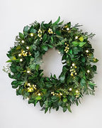 Balsam Hill Outdoor White Berry Cypress Christmas Wreath - Bright & Beautiful Front Door Wreath with Battery-Powered LED Globe Lights, 28" - Image 2