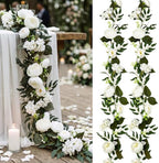 2 Pack 12ft Artificial Peony Flower Garland Vine, White by Craftsatin